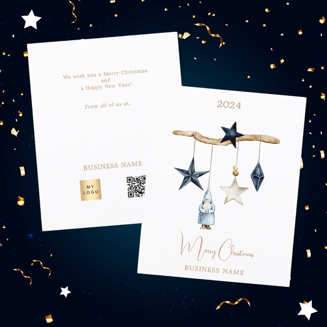 Estrellas nórdicas azules gnome tarjeta de Navidad (Subido por el creador)