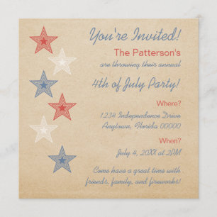Estrellas patrióticas 4 de julio de la invitación
