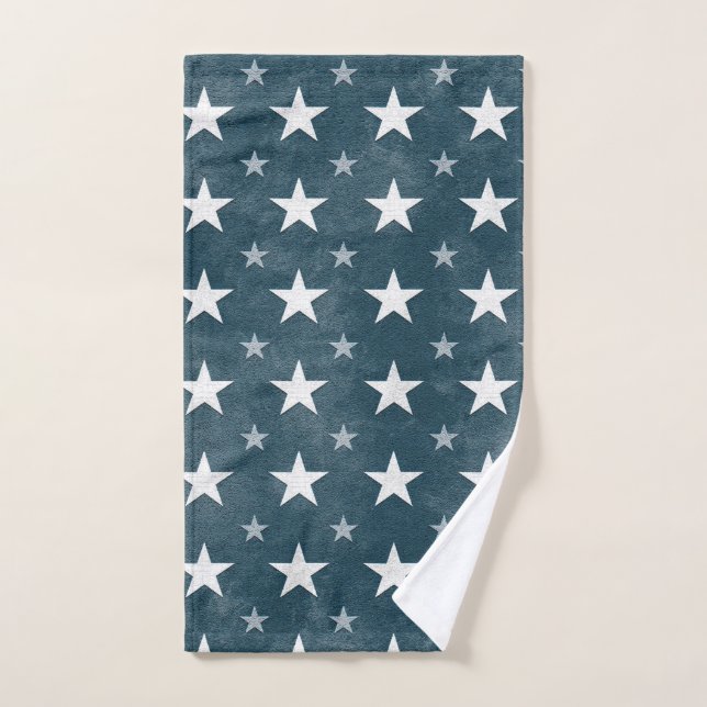 Estrellas patrióticas en azul y blanco (Toalla de mano)