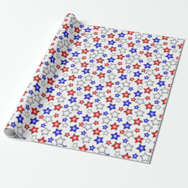 Estrellas Patrióticas - Papel de Regalo Blanco