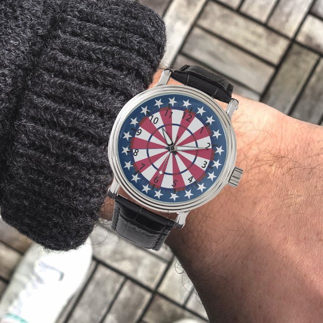 Estrellas patrióticas y reloj de pulsera en franja (Subido por el creador)