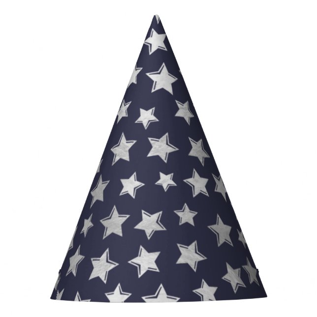 Estrellas Plateadas Brillantes - Gorro de Fiesta c (Anverso)