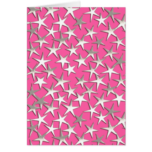 Estrellas plateadas en rosa fucsia (Frente)