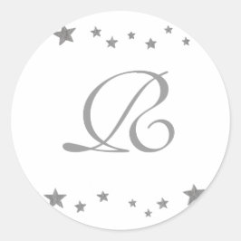 Estrellas plateadas, sellos de Boda monogramo