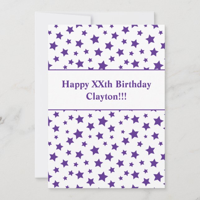 Estrellas Púrpura Con Invitación Al Cumpleaños Del (Anverso)