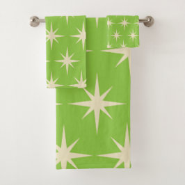 Estrellas retro atómicas con patrón sobre verde li
