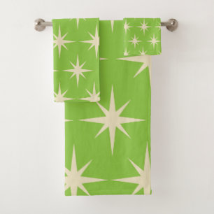 Estrellas retro atómicas con patrón sobre verde li