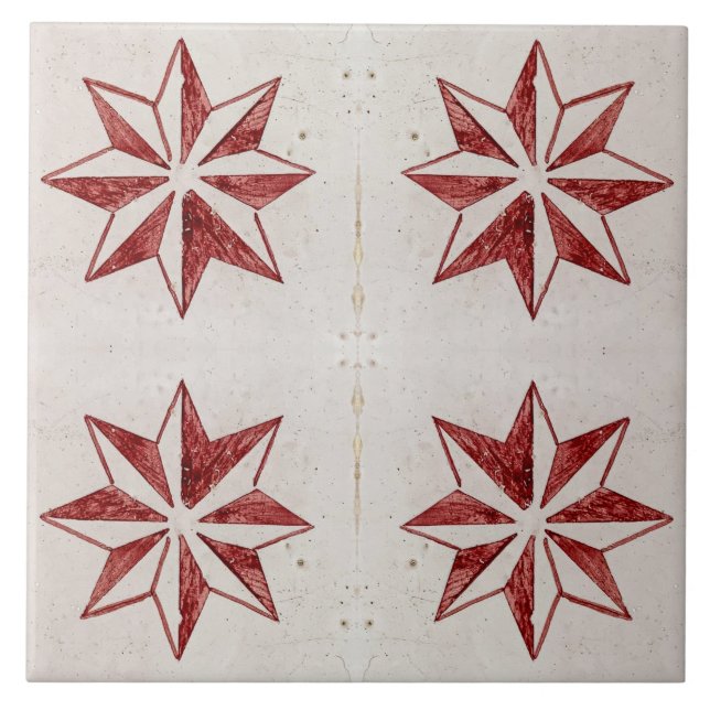 Estrellas rojas azulejos portugueses modernos mosa (Frente)