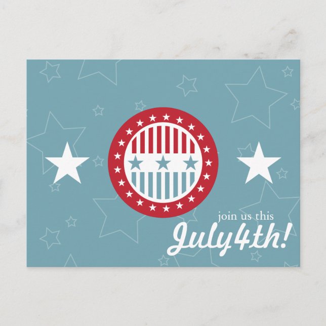 Estrellas rojas blancas y azules 4 de julio postal (Anverso)
