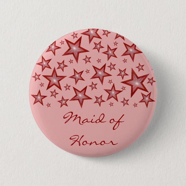 Estrellas rojas botón 'Maid of Honor' rosa (Anverso)