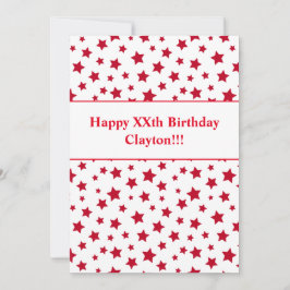 Estrellas rojas con mensaje de invitación a fiesta