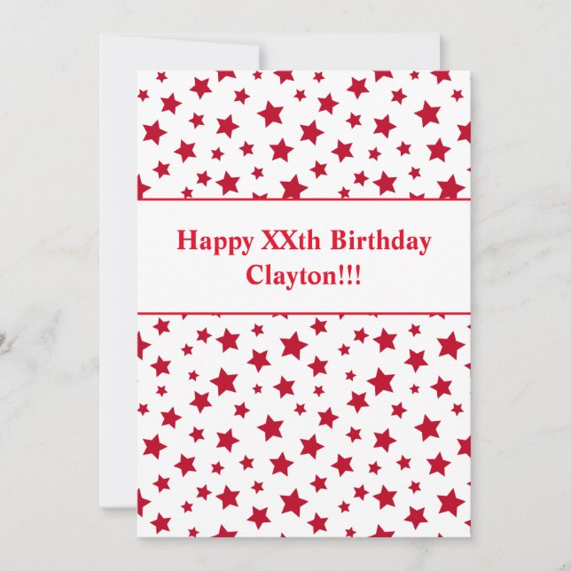 Estrellas rojas con mensaje de invitación a fiesta (Anverso)