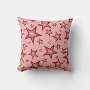 Estrellas rojas estampadas tirar almohada cuadrada