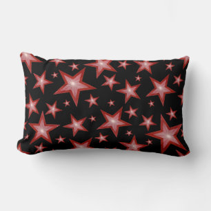 Estrellas rojas imprimir almohada lumbar negro