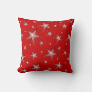 Estrellas rojas 'Texto' arrojar almohada cuadrada 