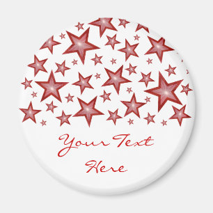 Estrellas rojas 'Tu texto' imán de refrigerador bl
