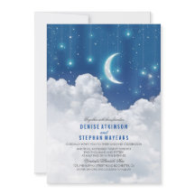 Estrellas románticas y invitación a la boda lunar