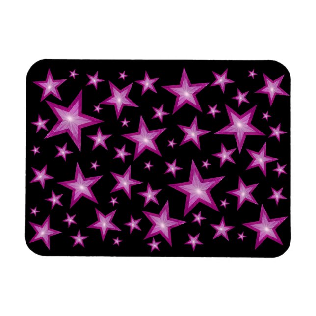 Estrellas rosadas imán flexible negro (Horizontal)