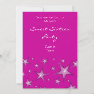 Estrellas rosas dulces Dieciséis invitaciones vert