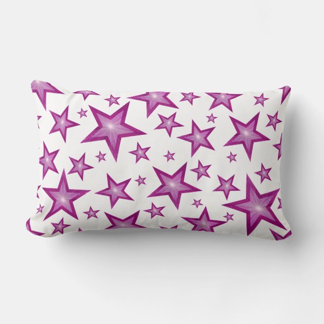 Estrellas rosas impresas tiran almohada lumbar bla (Anverso)