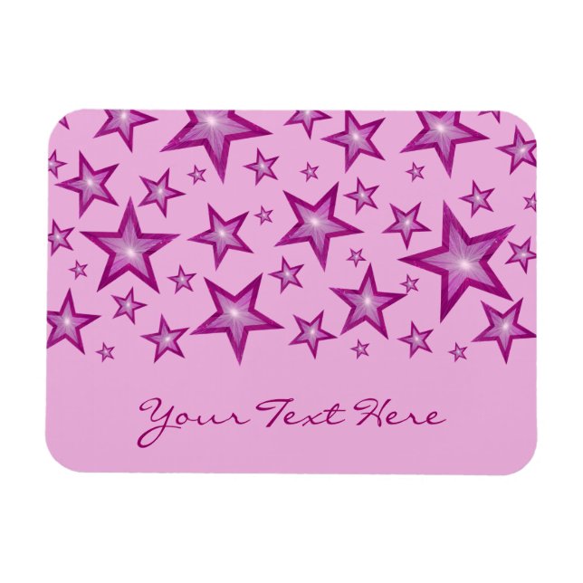 Estrellas rosas 'Tu texto' imán flexible rosa páli (Horizontal)