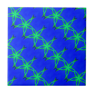 estrellas verdes sobre azulejos azules