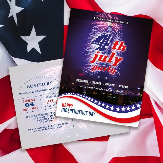 Estrellas y Barras Fuegos Artificiales Invitación  (Subido por el creador)