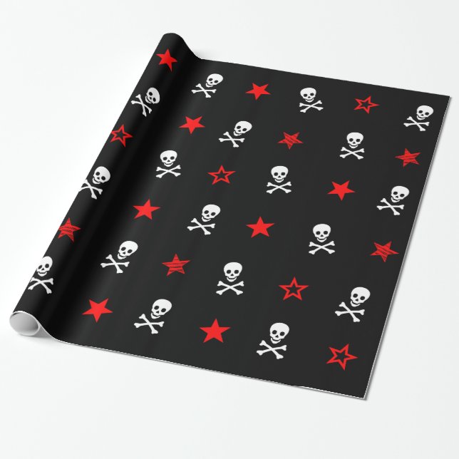 || Estrellas y Calaveras || Papel de Regalo (Desenrollado)
