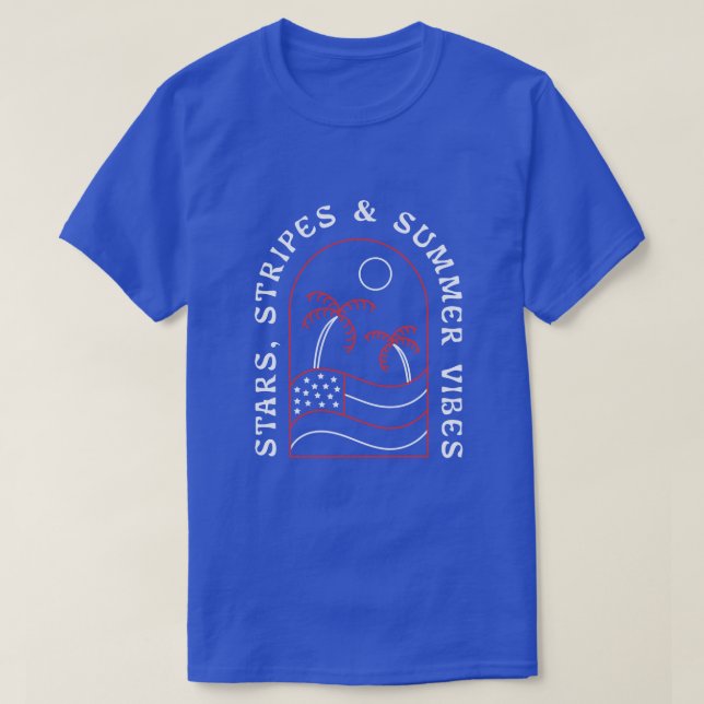 Estrellas y camiseta de verano con vibraciones (Diseño del anverso)