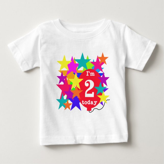 Estrellas y globos camisetas de segundo cumpleaños (Anverso)