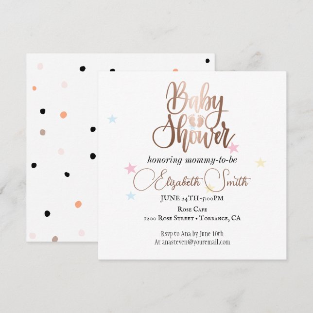 Estrellas y lunares para la invitación de tu princ (Anverso / Reverso)