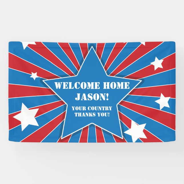 Estrellas y pancarta militares personalizadas (Horizontal)