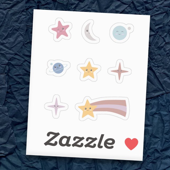 Estrellas y planetas Pegatinas (Cute Stars and Planets Stickers Set)