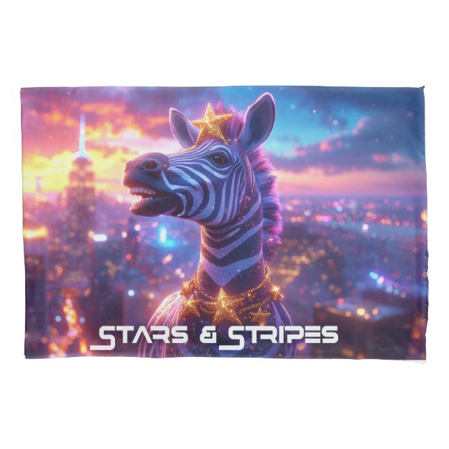 Estrellas y rayas con funda de almohada de Zebra Z (Anverso)