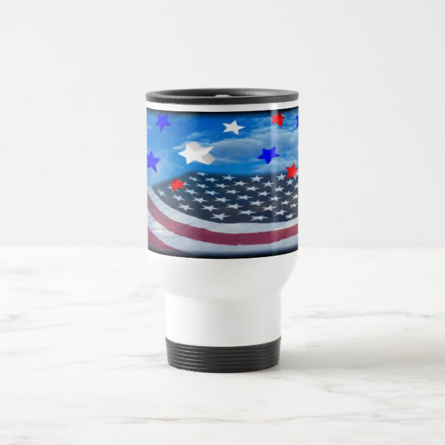 estrellas y taza blanca del viaje de la bandera de (Centro)
