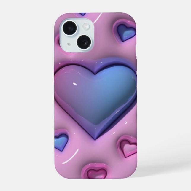Estuche de teléfono 3D Jelly Large Love Heart (Reverso )