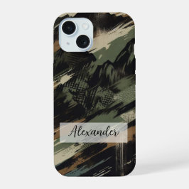 Estuche de teléfono de camo con silueta de montaña