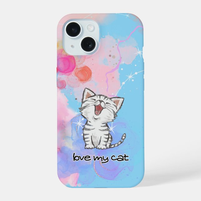 estuche de teléfono lindo para gatos (Reverso )