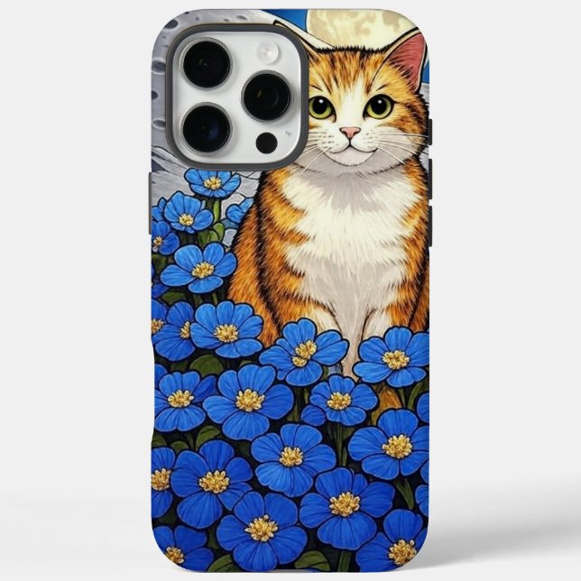 Estuche de teléfono para gato con flores - Funda f (Reverso)
