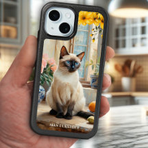 Estuche de teléfono para un gato siamés pintado de
