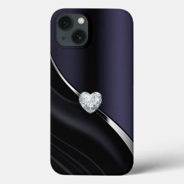 Estuche Diamond blue Funda negro-Mate para iPhone