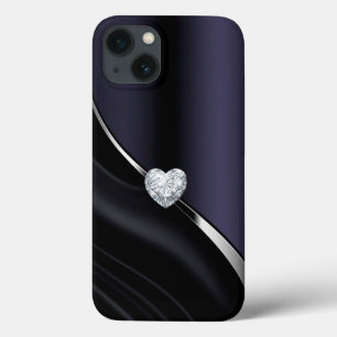 Estuche Diamond blue Funda negro-Mate para iPhone