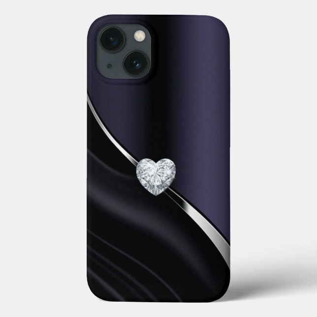 Estuche Diamond blue Funda negro-Mate para iPhone (Reverso)