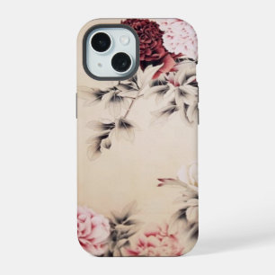 estuche elegante vintage beige floral para iPhone