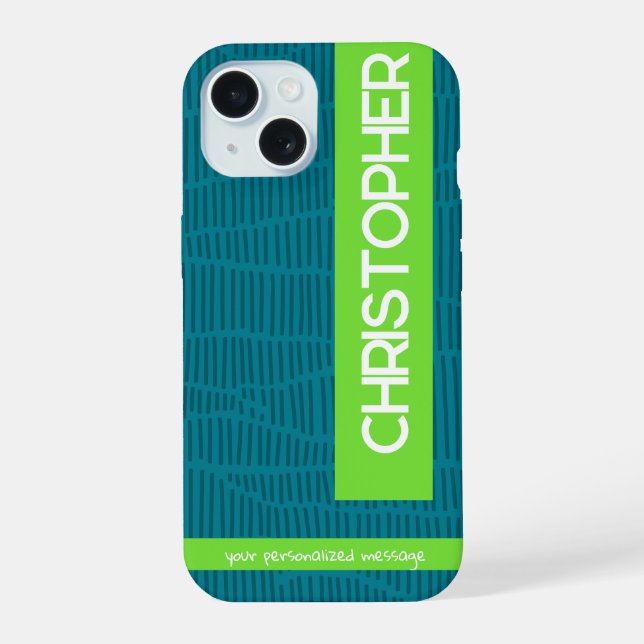Estuche Green Modern Personalizado Name Phone (Reverso )