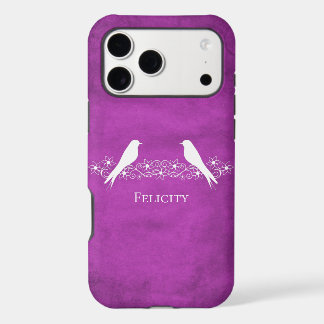 Estuche Magenta Lovebirds Floral Vine para iPhone