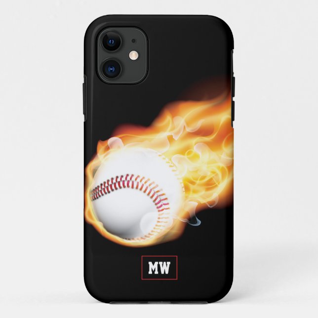 Estuche monogramado para iPhone Funda de béisbol M (Reverso)