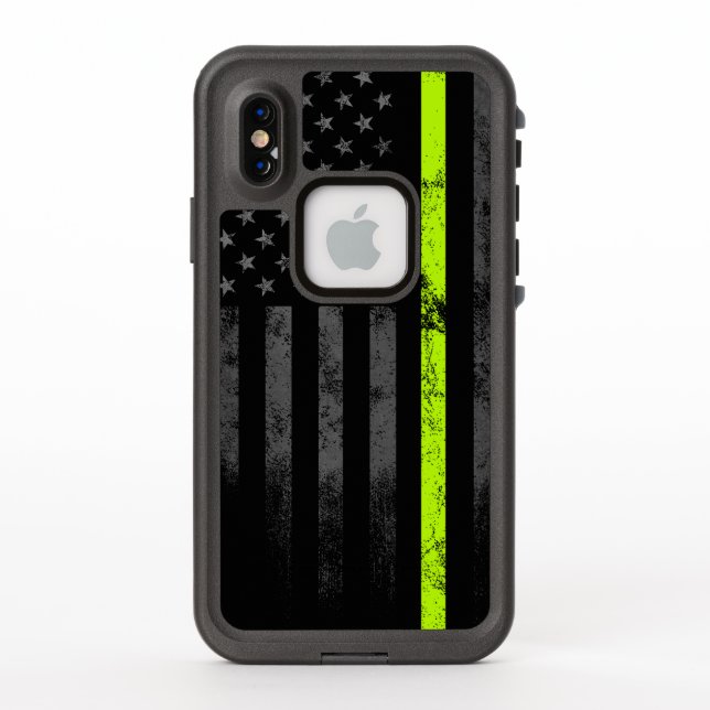 Estuche Neon Line Road Workers para iPhone Bandera (Reverso)