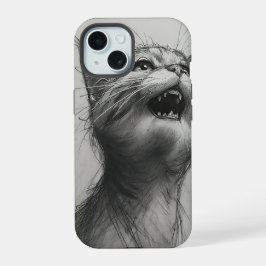 Estuche para iPhone blanco y negro con meme de gri
