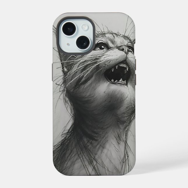 Estuche para iPhone blanco y negro con meme de gri (Reverso )